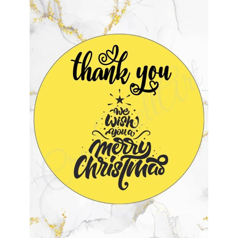 100 Christmas Thank You Stickers –Merry Christmas Tree Design